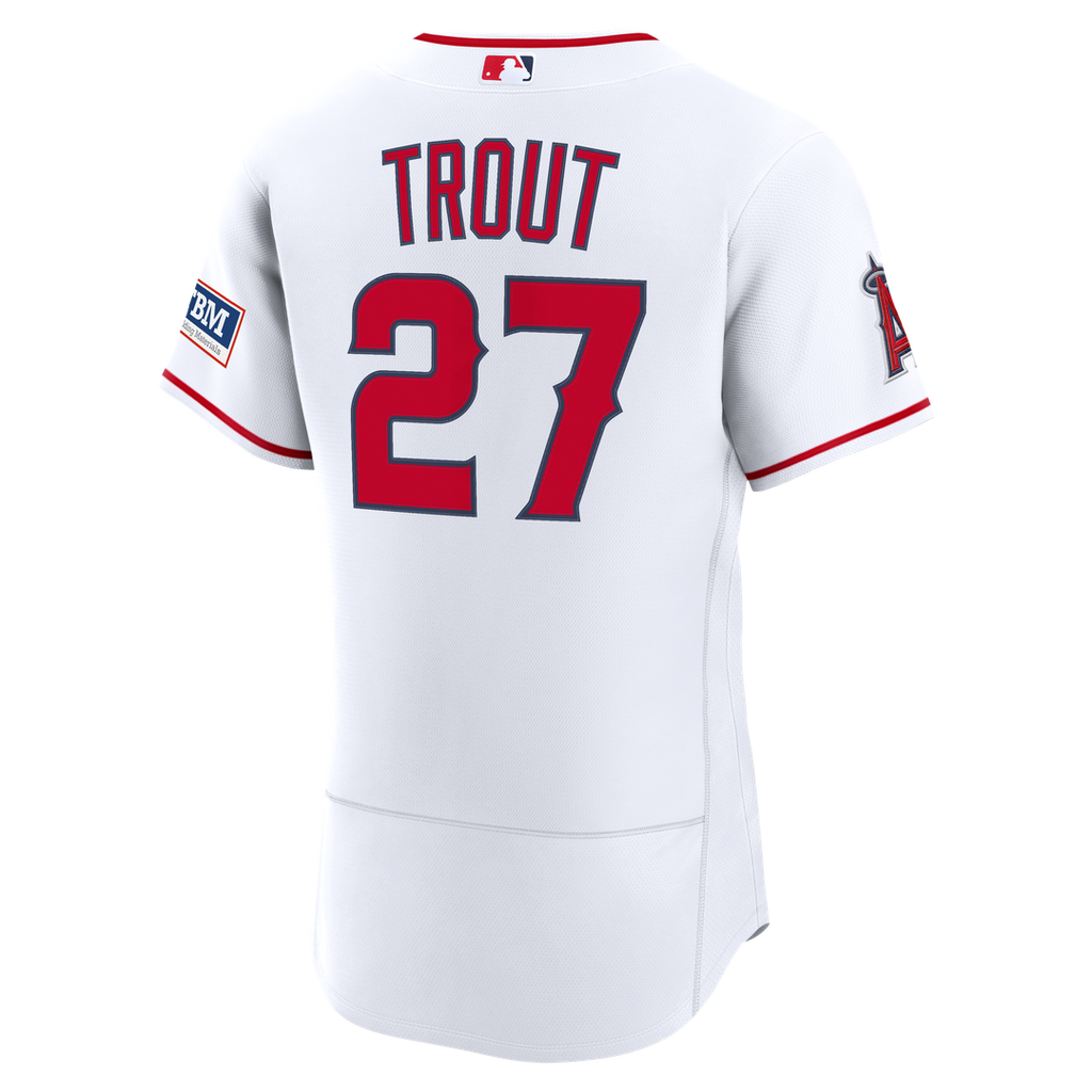 Los Angeles Angels Mike Trout Nike White Home Authentic Sponsor Patch Jersey