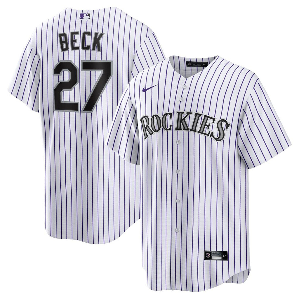 Colorado Rockies Jordan Beck Nike White Home Replica Jersey