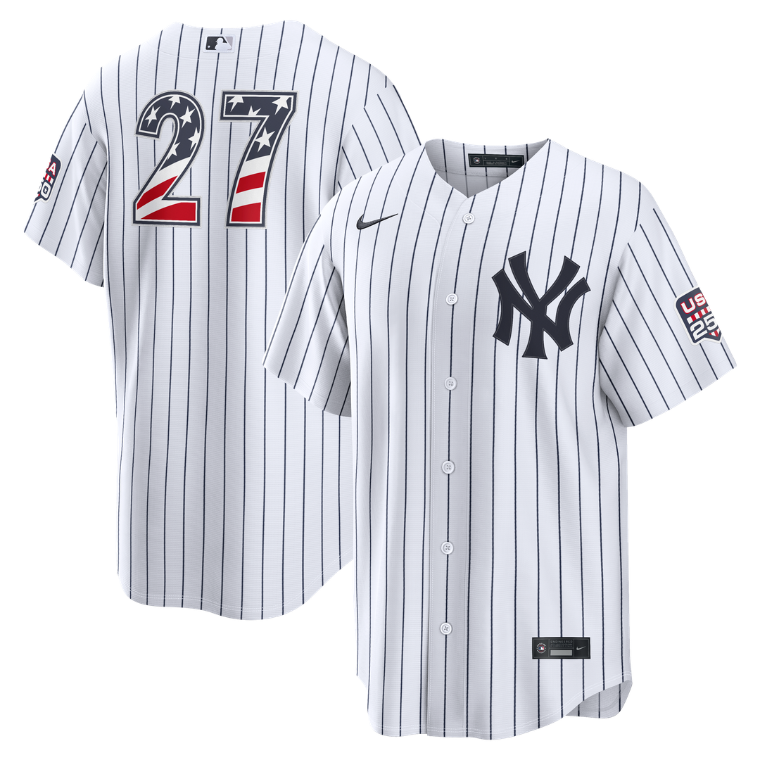 Fourth of July New York Yankees Giancarlo Stanton Nike White USA 250 Stadium Jersey