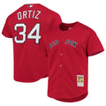 Boston Red Sox David Ortiz Mitchell & Ness Red Cooperstown Collection Mesh Batting Practice Button-Up Jersey
