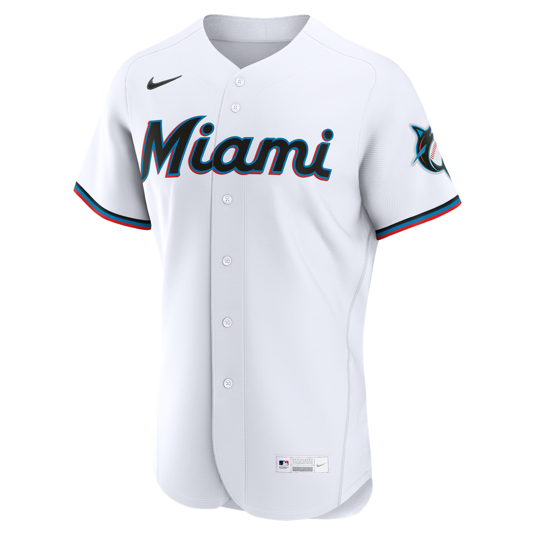 Miami Marlins Nike White Home Authentic Custom Jersey