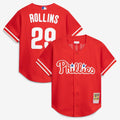 Philadelphia Phillies Jimmy Rollins Mitchell & Ness Red Cooperstown Mesh Batting Practice Button-Up Jersey