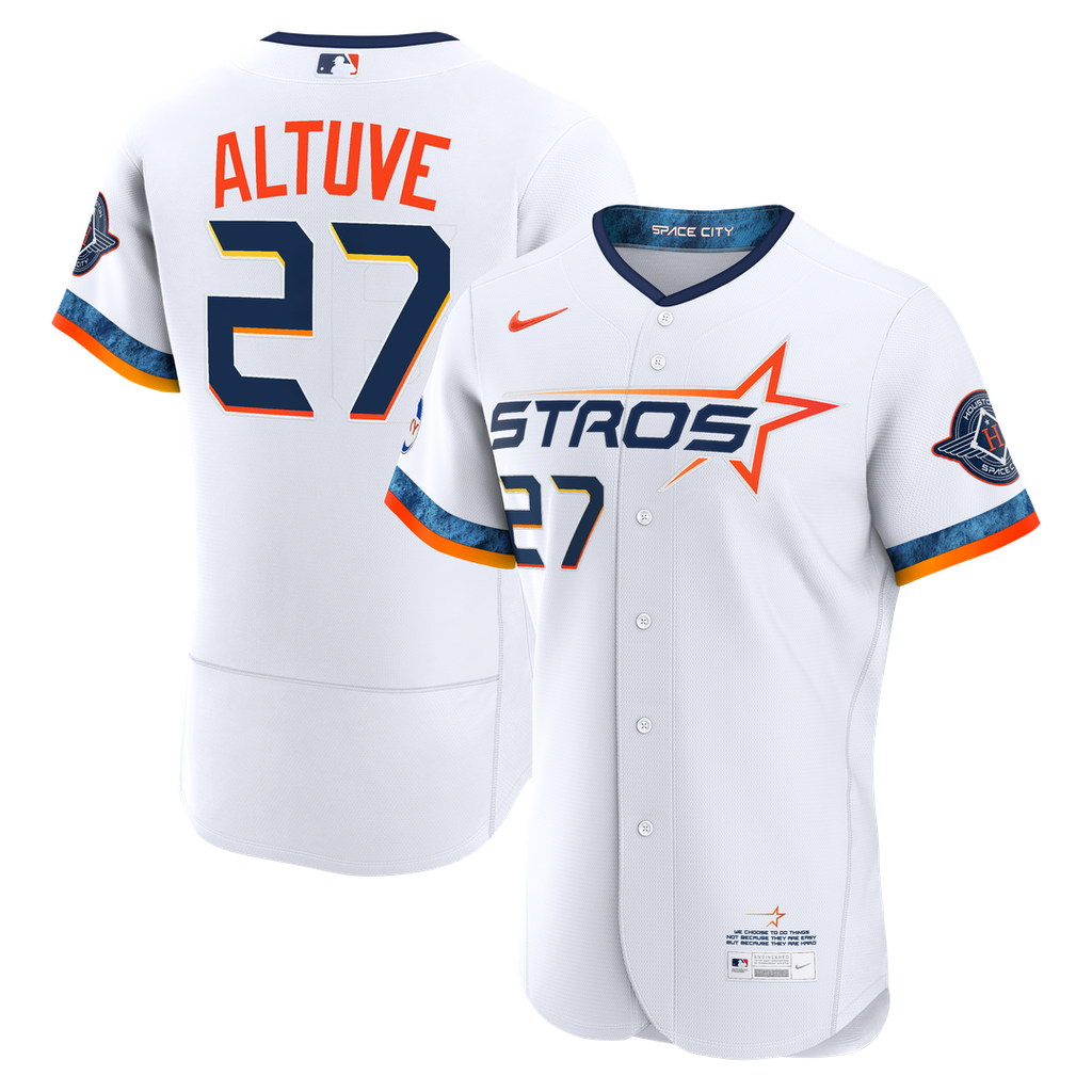 Houston Astros Jose Altuve Nike White City Connect Authentic Sponsor Patch Jersey