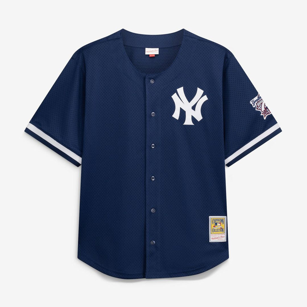 New York Yankees Derek Jeter Mitchell & Ness Navy Cooperstown Collection Mesh Batting Practice Button-Up Jersey