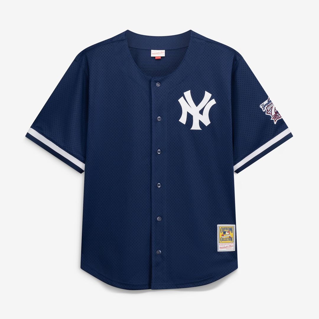 New York Yankees Derek Jeter Mitchell & Ness Navy Cooperstown Collection Mesh Batting Practice Button-Up Jersey