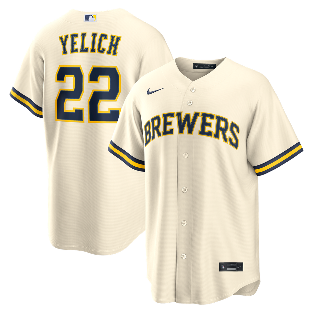 Milwaukee Brewers Christian Yelich Nike Cream Home Replica Jersey
