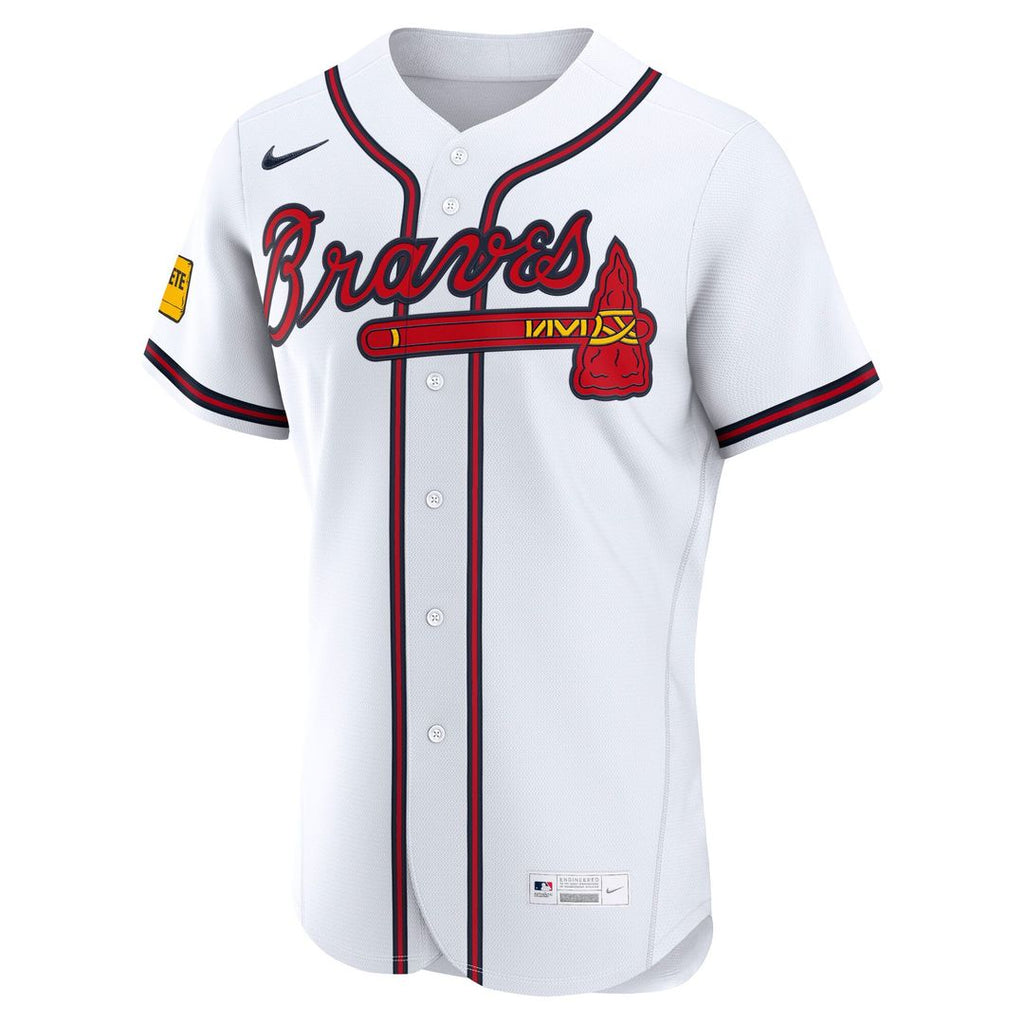 Atlanta Braves Nike White Home Sponsor Patch Authentic Jersey