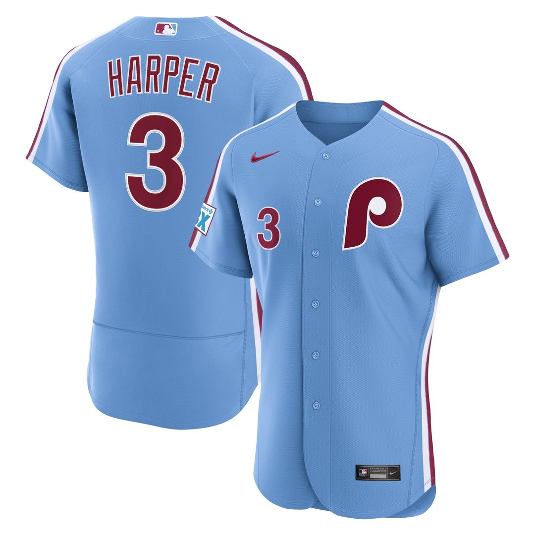 Philadelphia Phillies Bryce Harper Nike White Home Authentic Sponsor Patch Jersey
