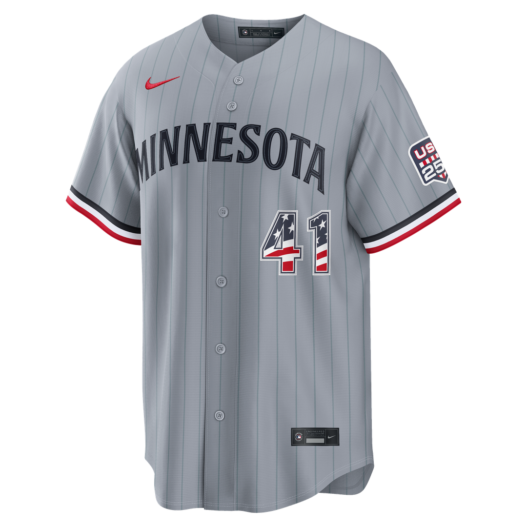 Fourth of July Minnesota Twins Joe Ryan Nike Gray USA 250 Stadium Jersey