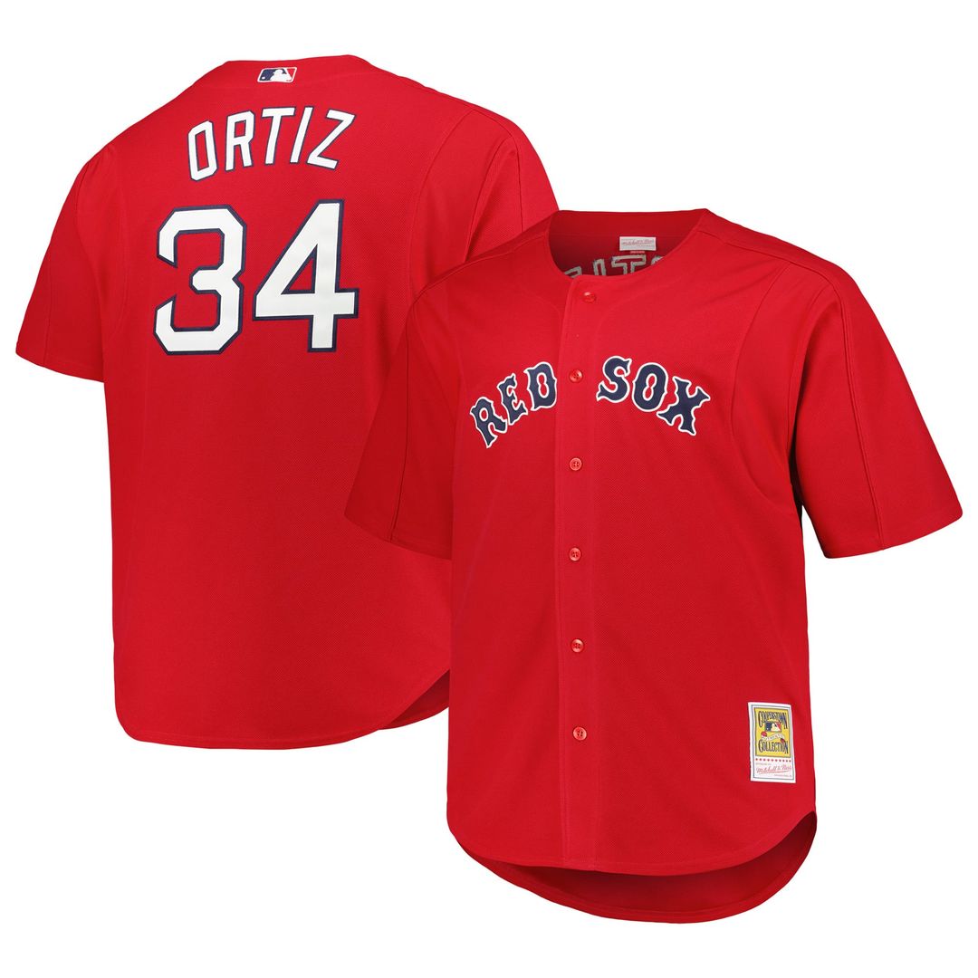 Boston Red Sox David Ortiz Mitchell & Ness Red Big & Tall Cooperstown Mesh Batting Practice Jersey
