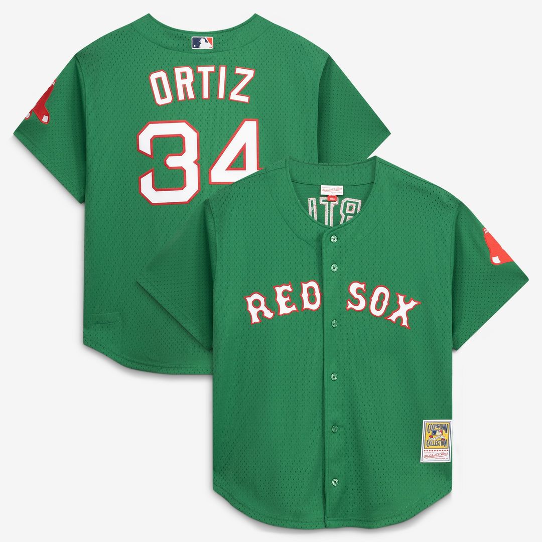 Boston Red Sox David Ortiz Mitchell & Ness Red Cooperstown Collection Mesh Batting Practice Button-Up Jersey