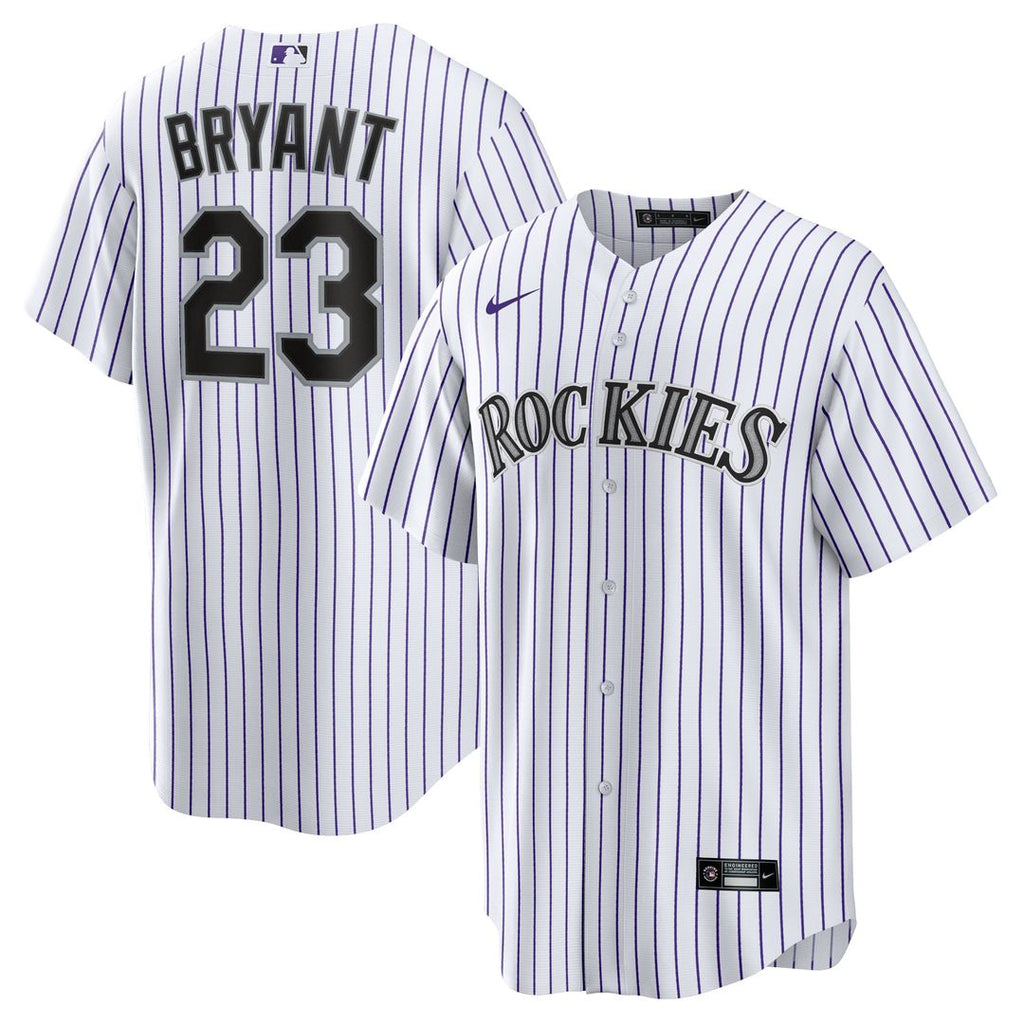 Colorado Rockies Kris Bryant Nike White/Purple Replica Player Jersey