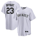 Colorado Rockies Kris Bryant Nike White/Purple Replica Player Jersey