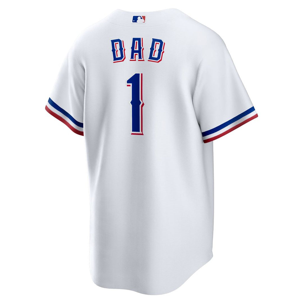 Texas Rangers Nike White #1 Dad Home Replica Jersey
