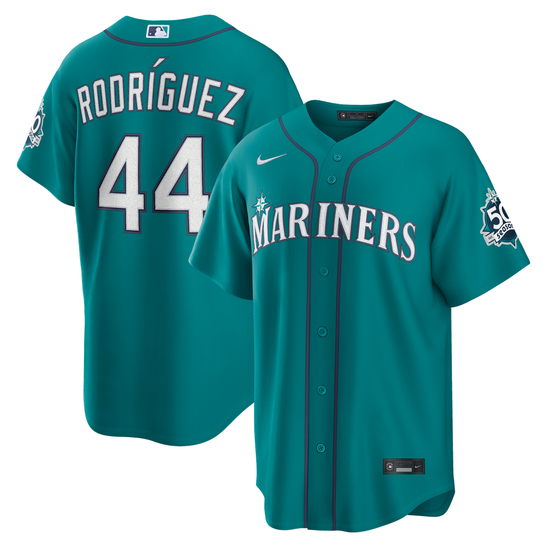 Seattle Mariners Julio Rodríguez Nike Teal Alternate Stadium 50th Season Patch Jersey