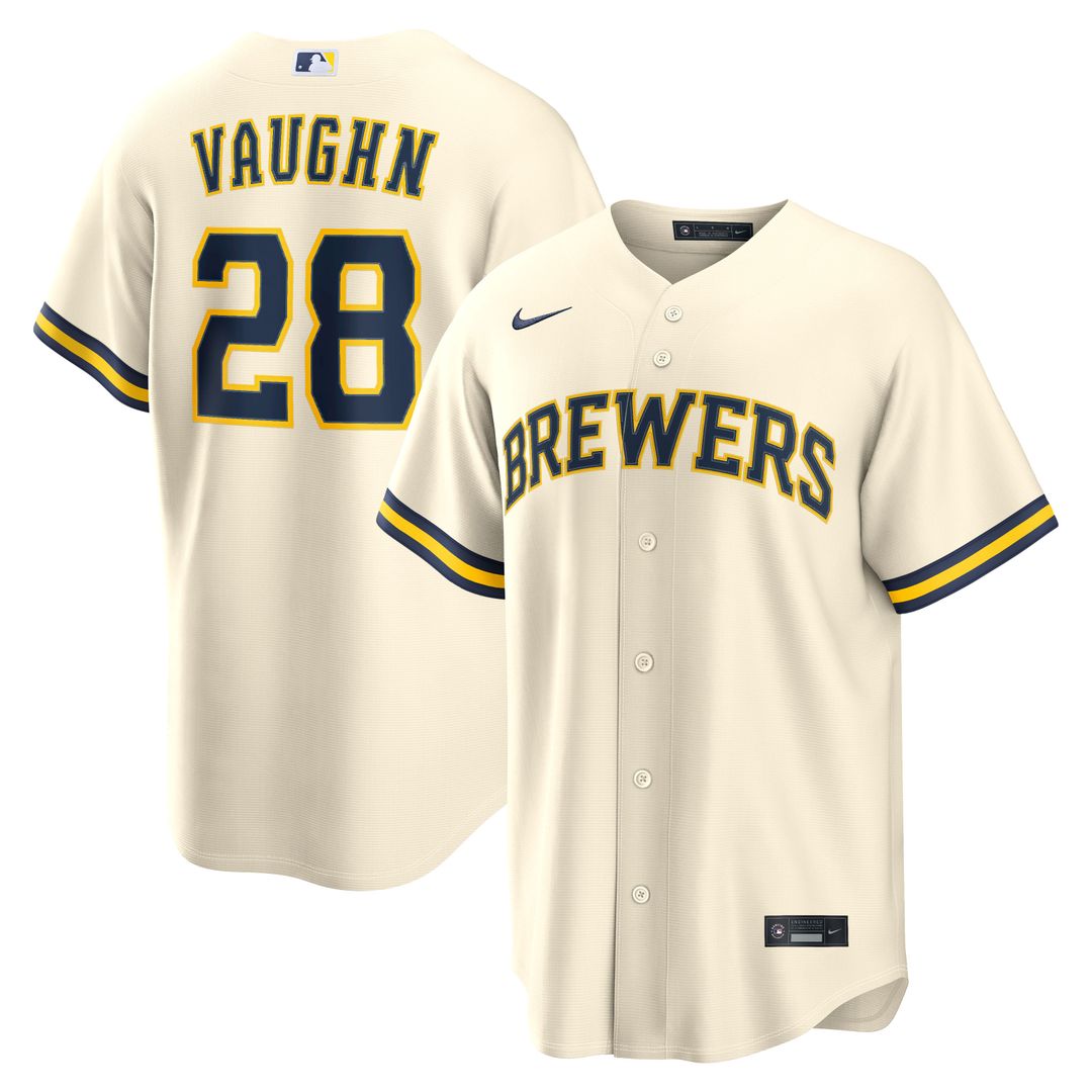 Milwaukee Brewers Andrew Vaughn Nike Cream Home Replica Jersey