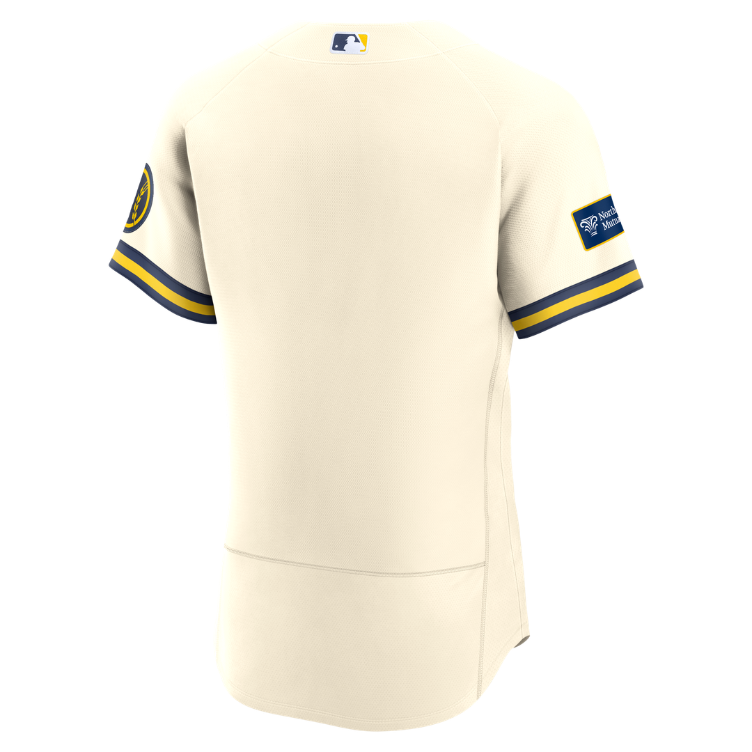 Milwaukee Brewers Nike Cream Home Sponsor Patch Authentic Jersey