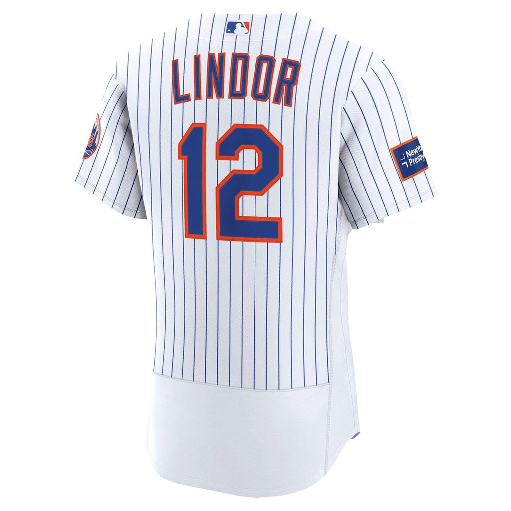 New York Mets Francisco Lindor Nike White Home Authentic Sponsor Patch Jersey