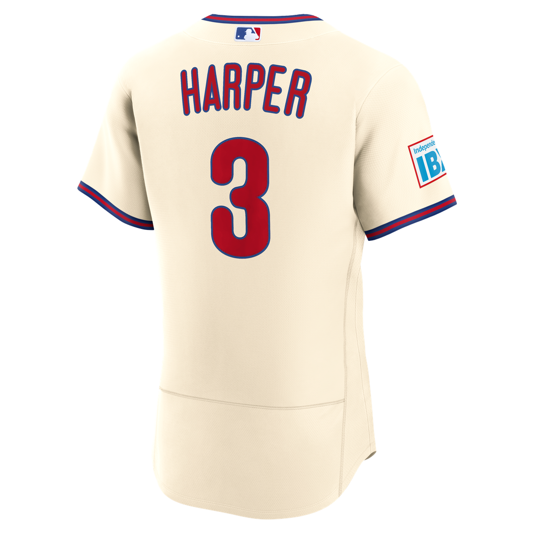 Philadelphia Phillies Bryce Harper Nike White Home Authentic Sponsor Patch Jersey