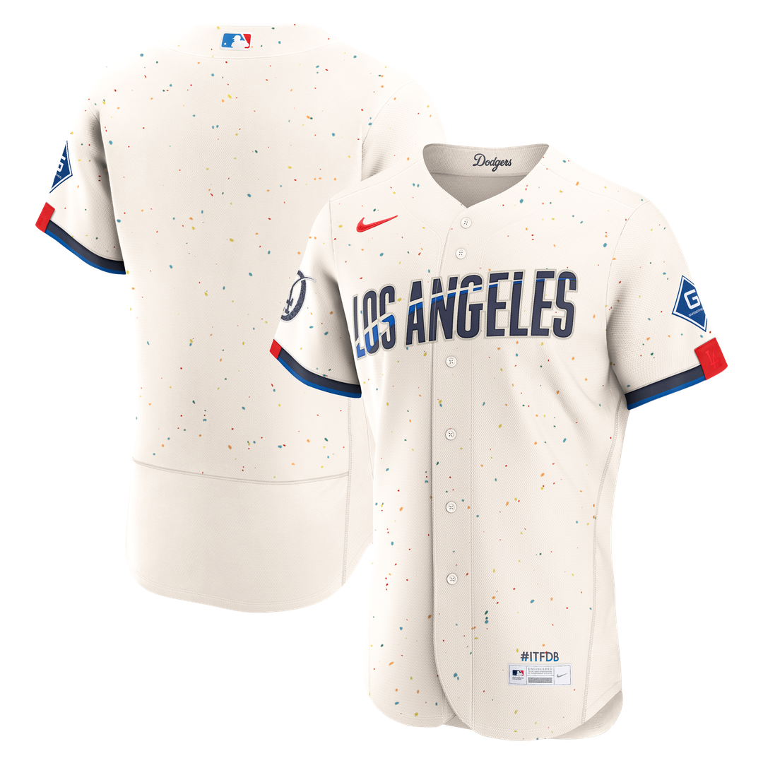 Los Angeles Dodgers Nike Cream City Connect Authentic Sponsor Patch Jersey