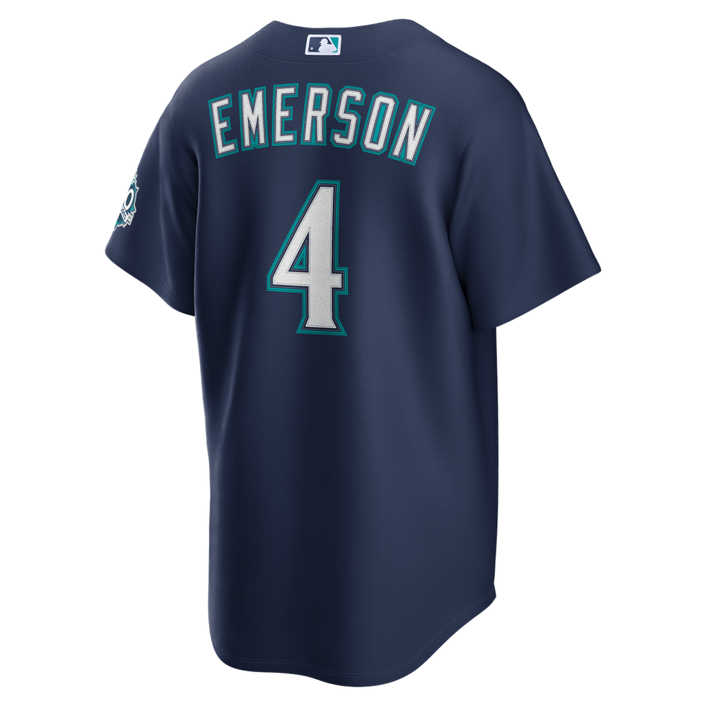 Seattle Mariners Colt Emerson Nike Navy Road 50th Season Anniversary Patch Stadium Jersey