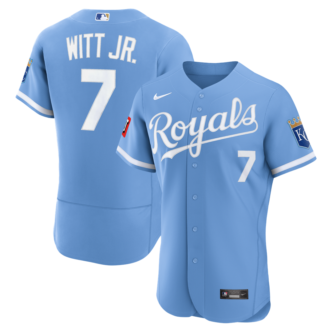 Kansas City Royals Bobby Witt Jr. Nike Light Blue Alternate Authentic Sponsor Patch Jersey