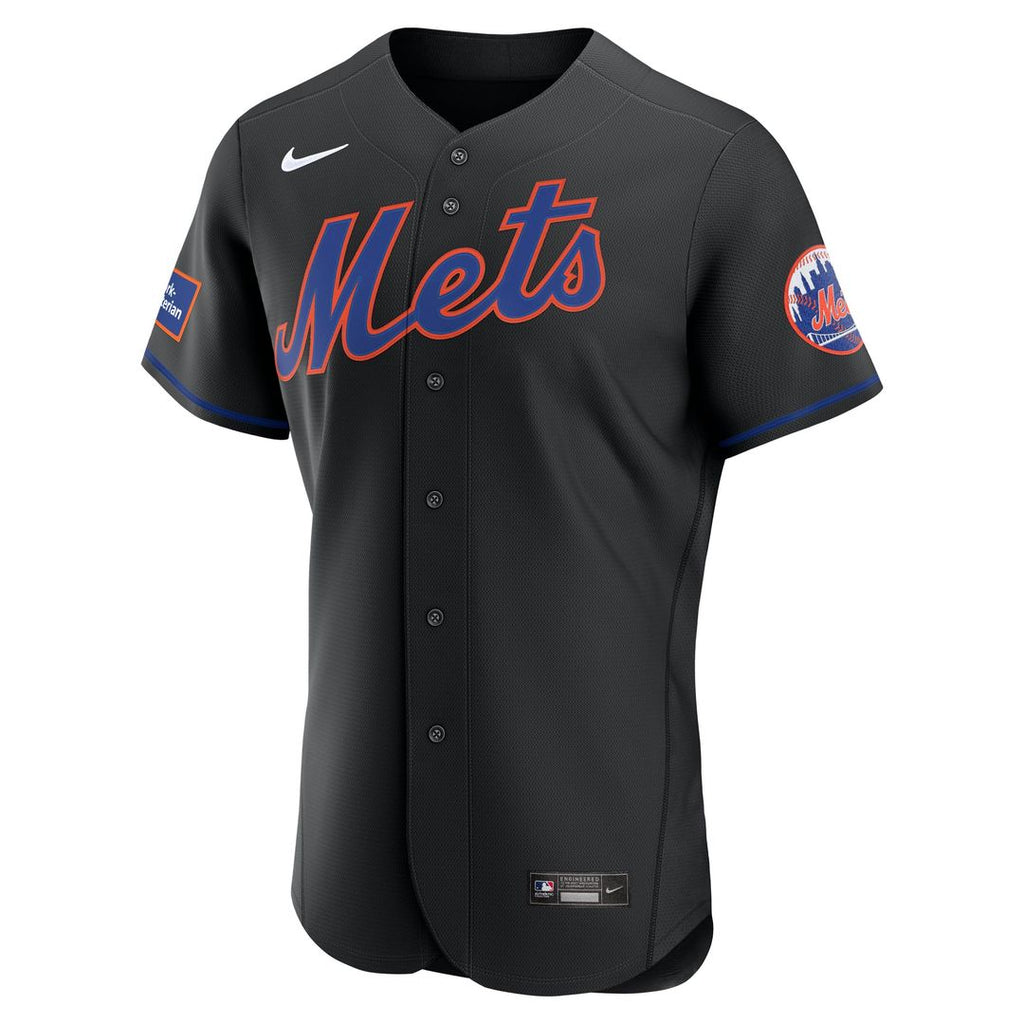 New York Mets Nike Black Alternate Sponsor Patch Authentic Jersey