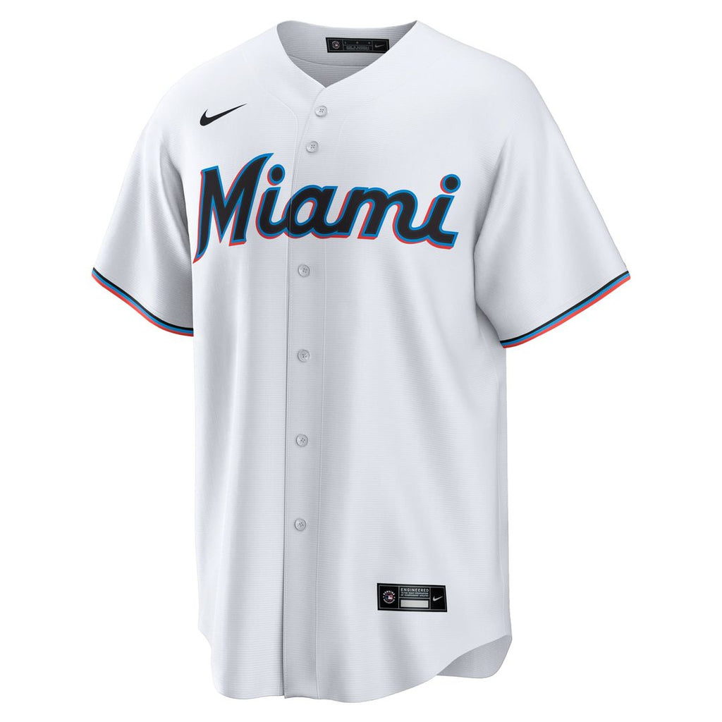 Miami Marlins Nike White #1 Dad Home Replica Jersey