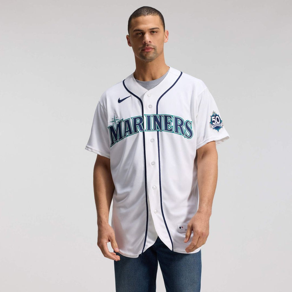 Seattle Mariners Nike White 50th Anniversary Patch Home Authentic Jersey