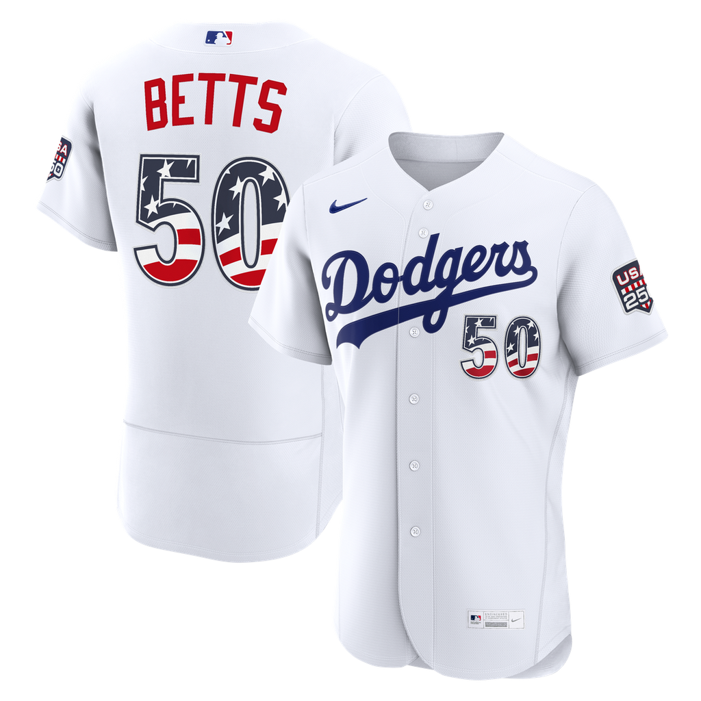 Fourth of July Los Angeles Dodgers Mookie Betts Nike White USA 250 Authentic Jersey