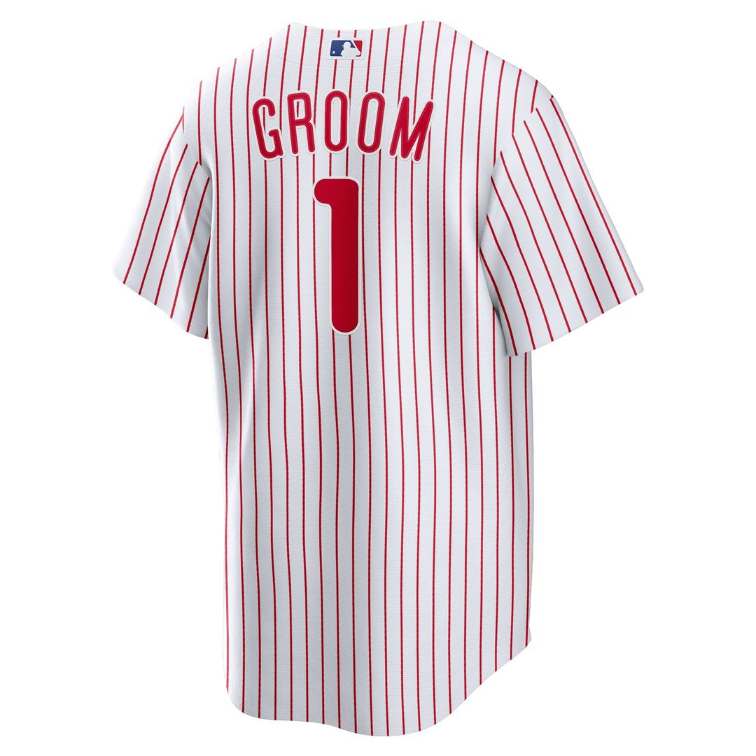 Philadelphia Phillies Nike White #1 Groom Home Replica Jersey