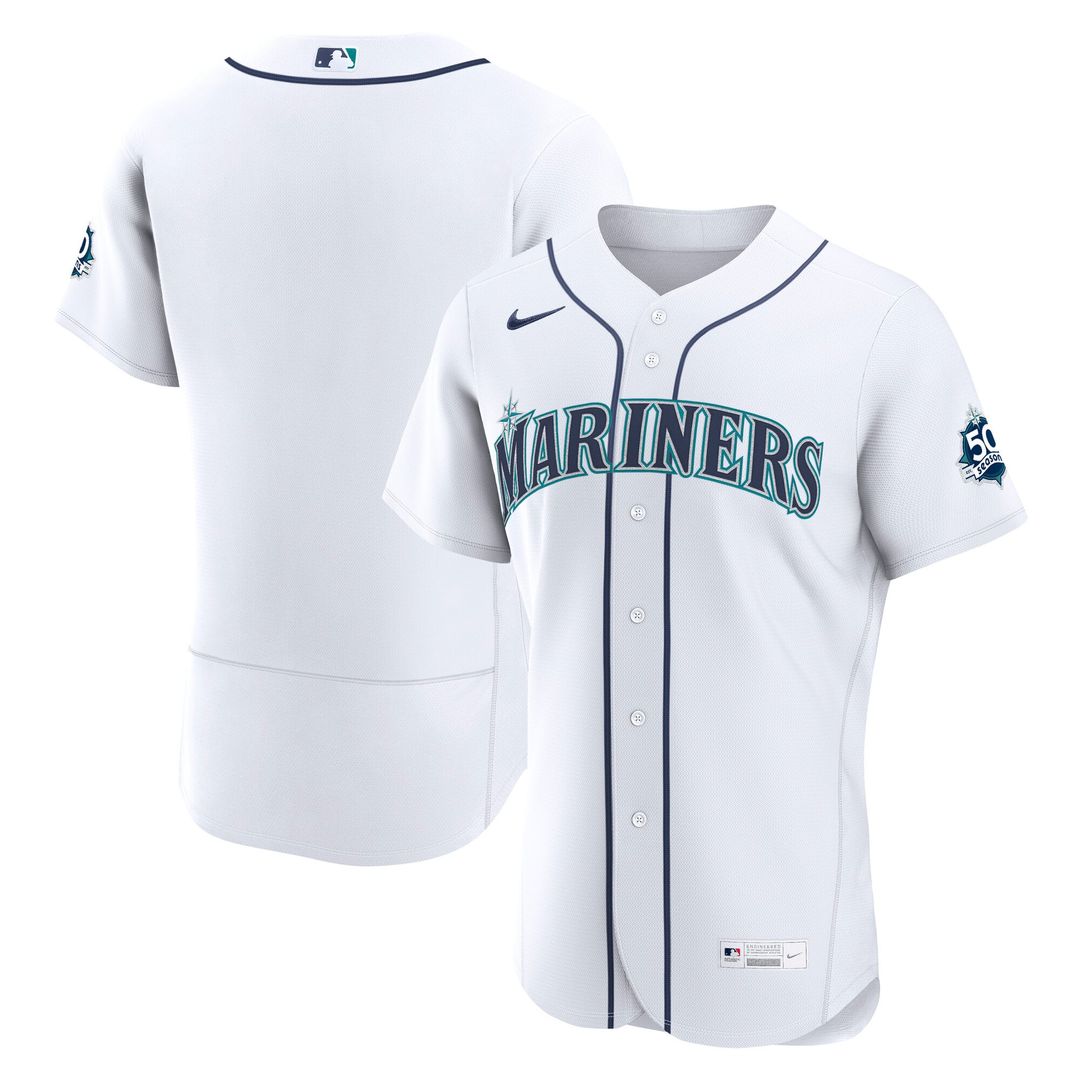 Seattle Mariners Nike White 50th Anniversary Patch Home Authentic Jersey