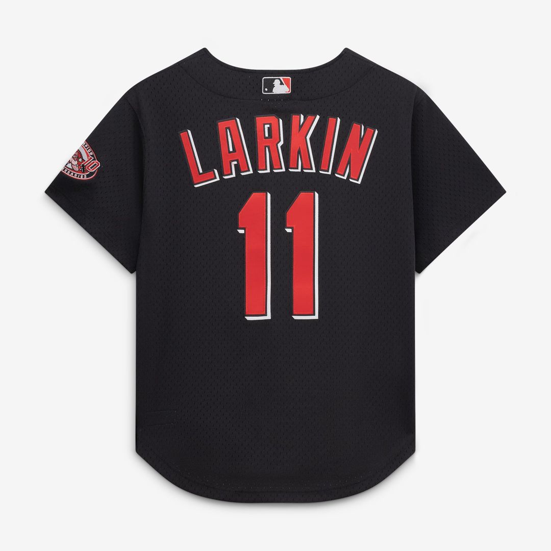 Cincinnati Reds Barry Larkin Mitchell & Ness Red Throwback Cooperstown Mesh Batting Practice Jersey