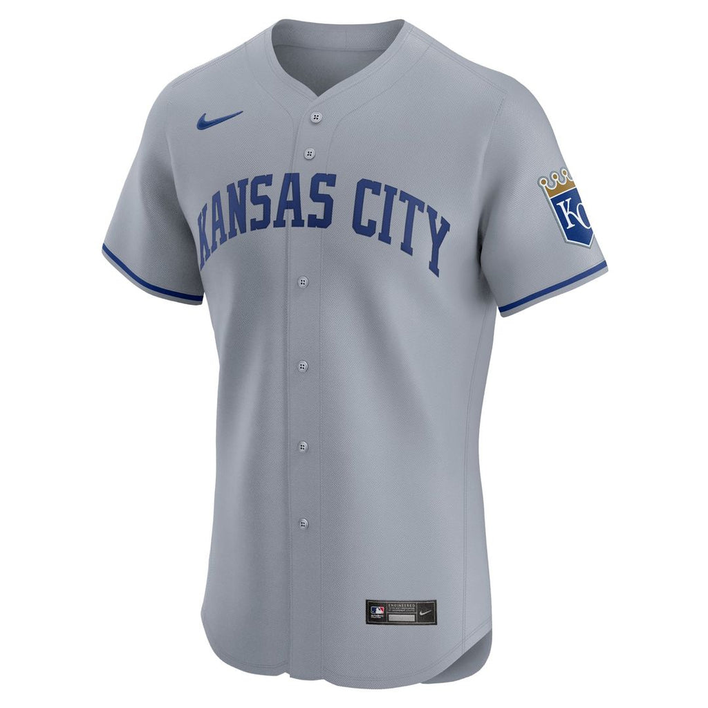 Kansas City Royals Nike Gray Road Vapor Premier Elite Patch Jersey