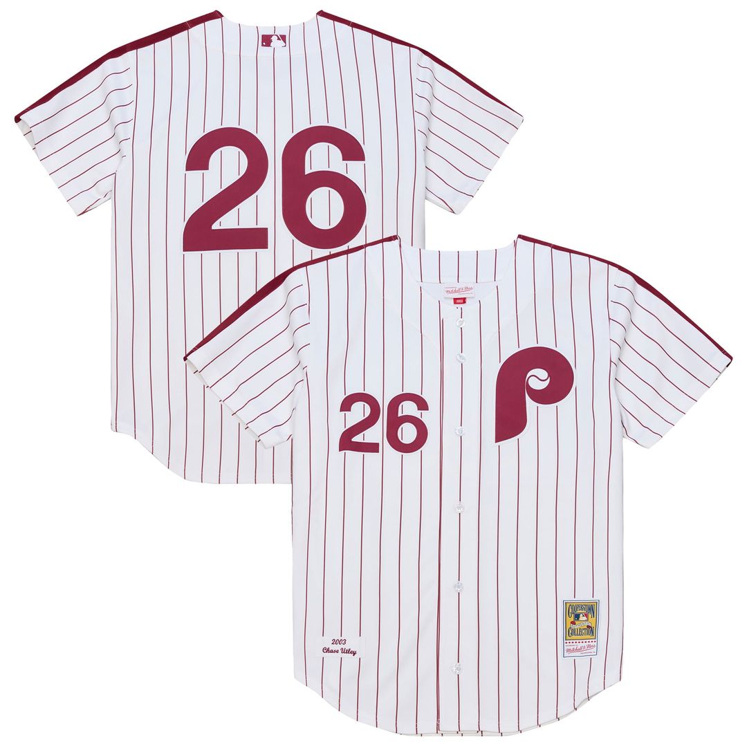 Philadelphia Phillies Chase Utley Mitchell & Ness White 2003 Cooperstown Collection Authentic Jersey
