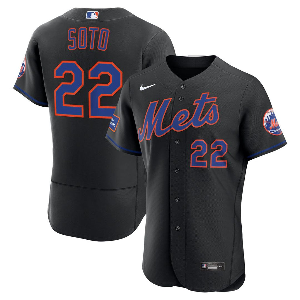 New York Mets Juan Soto Nike Black Alternate Authentic Sponsor Patch Jersey