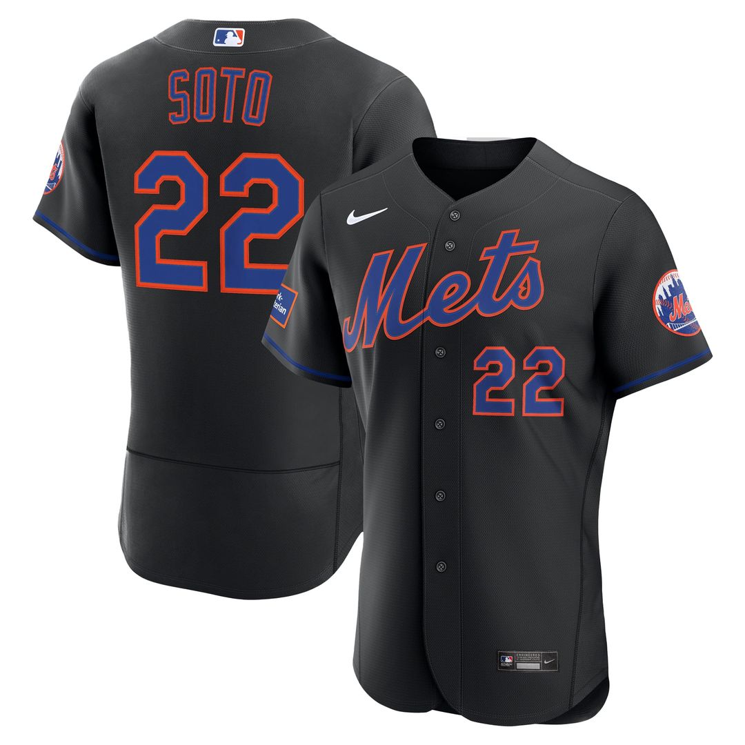 New York Mets Juan Soto Nike Black Alternate Authentic Sponsor Patch Jersey
