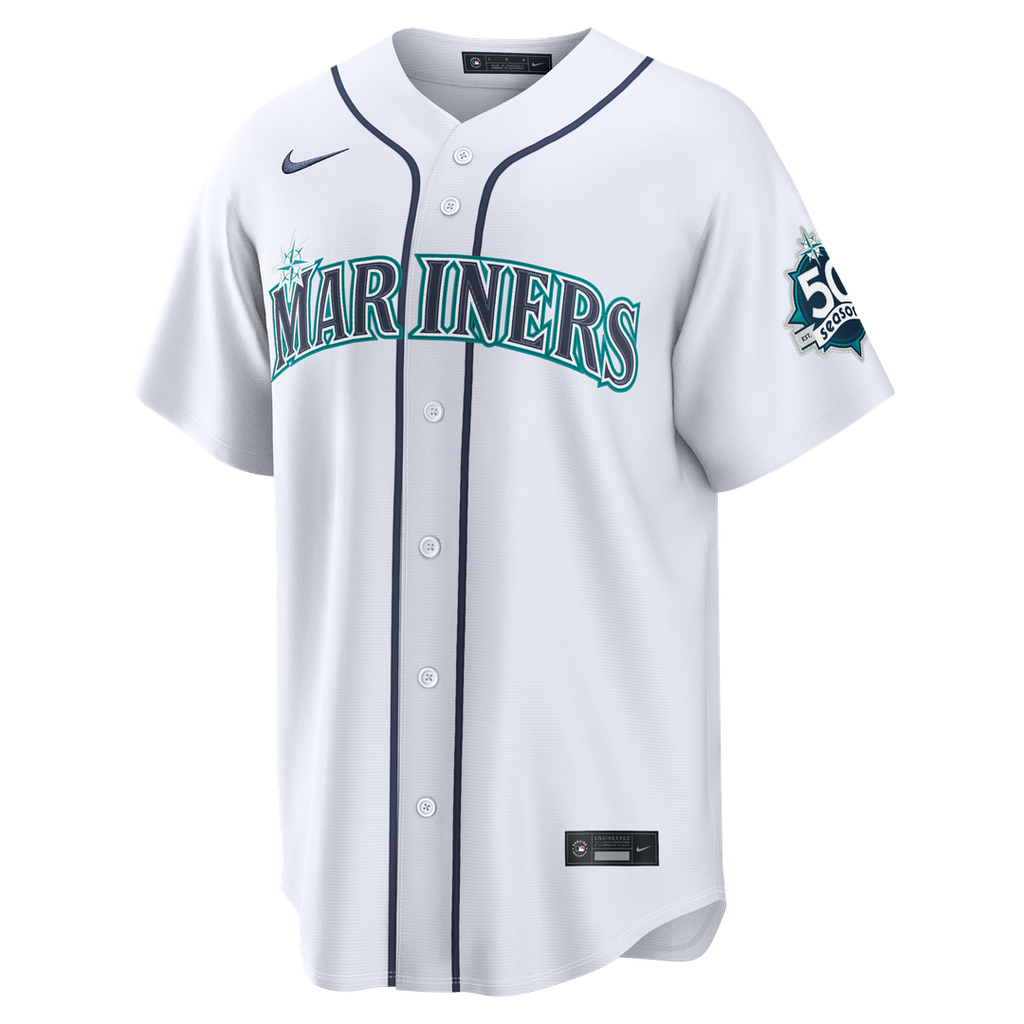 Seattle Mariners Cal Raleigh Nike White Home Stadium 50th Season Patch Jersey
