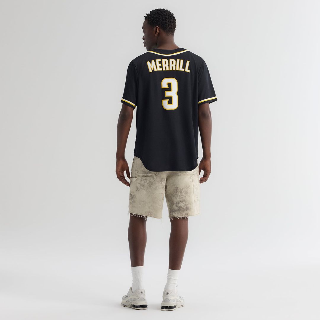 San Diego Padres Jackson Merrill Nike Fashion Replica Black Out Jersey