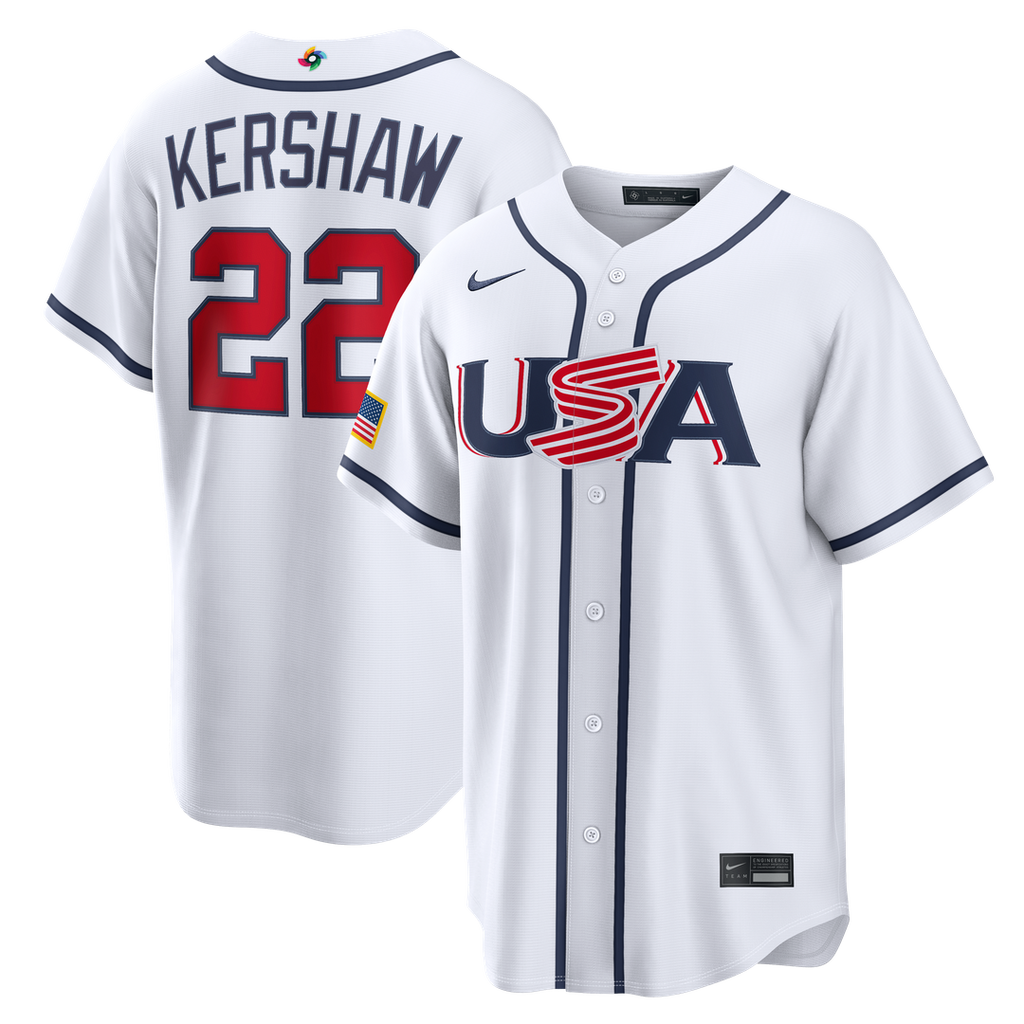 USA Baseball Clayton Kershaw Nike White 2026 World Baseball Classic Home Stadium Jersey