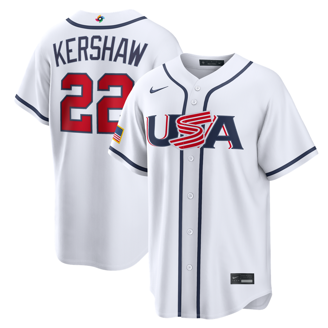 USA Baseball Clayton Kershaw Nike White 2026 World Baseball Classic Home Stadium Jersey