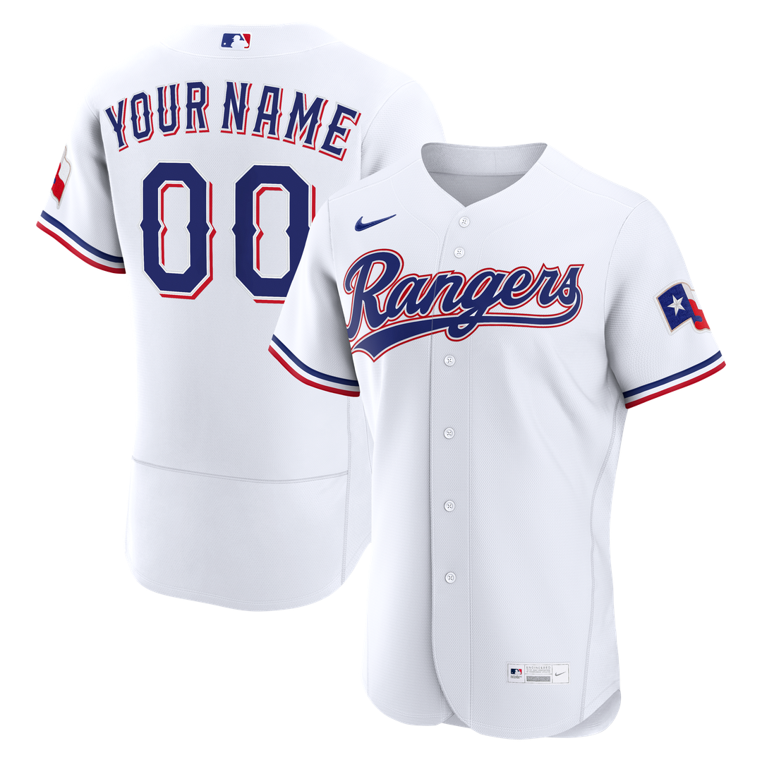 Texas Rangers Nike White Home Authentic Custom Jersey