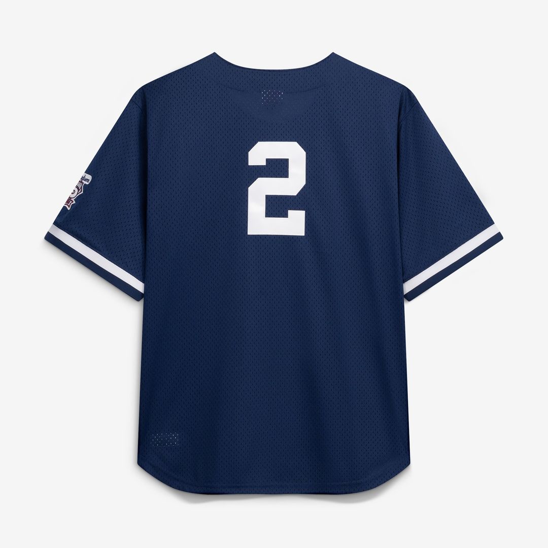 New York Yankees Derek Jeter Mitchell & Ness Navy Cooperstown Collection Mesh Batting Practice Button-Up Jersey