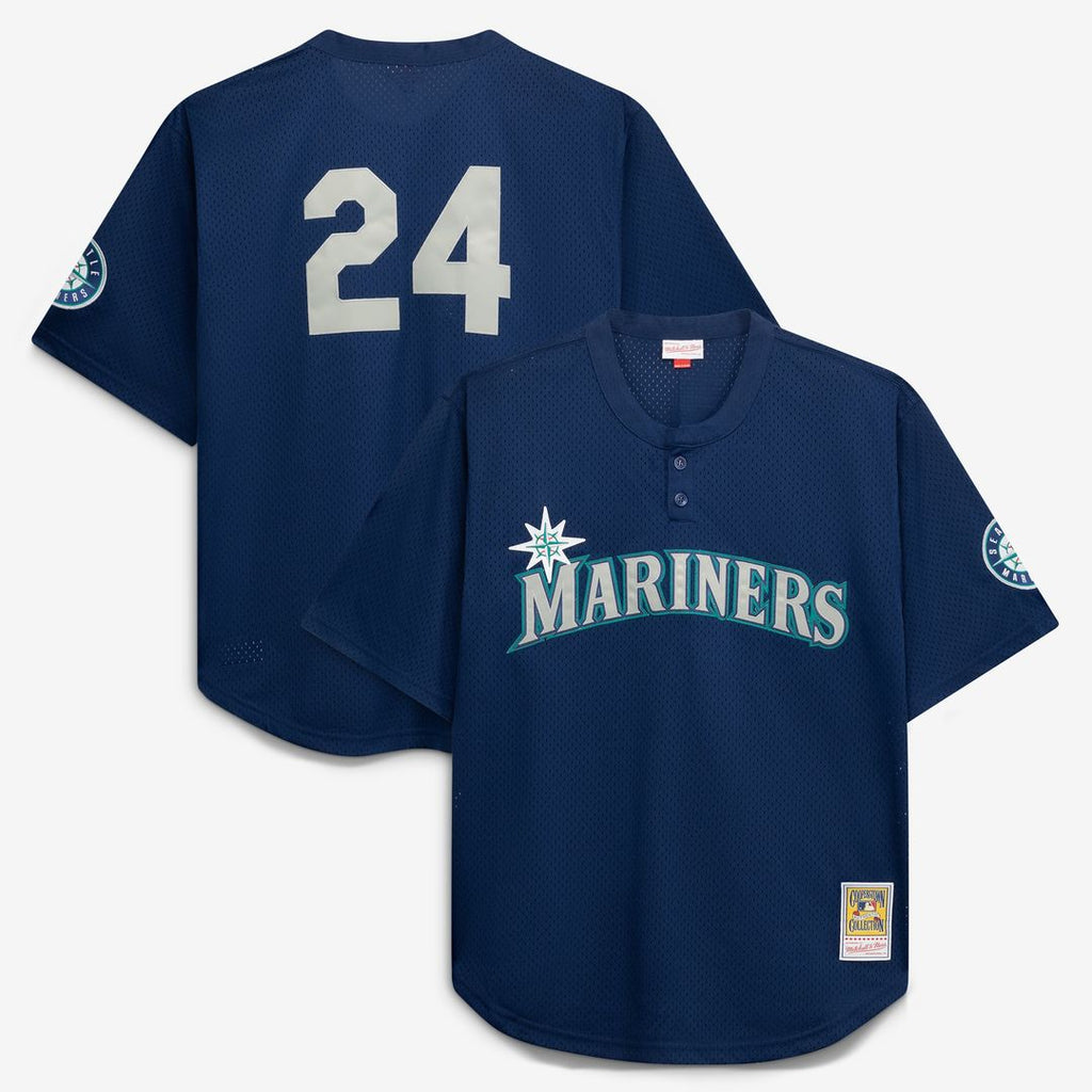 Seattle Mariners Mitchell & Ness Navy Big & Tall Cooperstown Collection Mesh Batting Practice Jersey