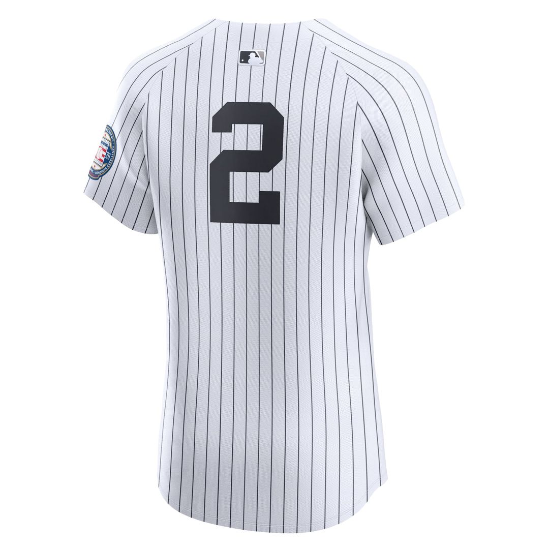 New York Yankees Derek Jeter Nike White Home 2020 Hall of Fame Induction Patch Elite Player Jersey